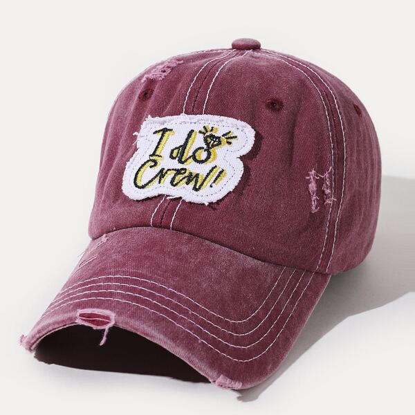 Letter Embroidered Baseball Cap, Red violet