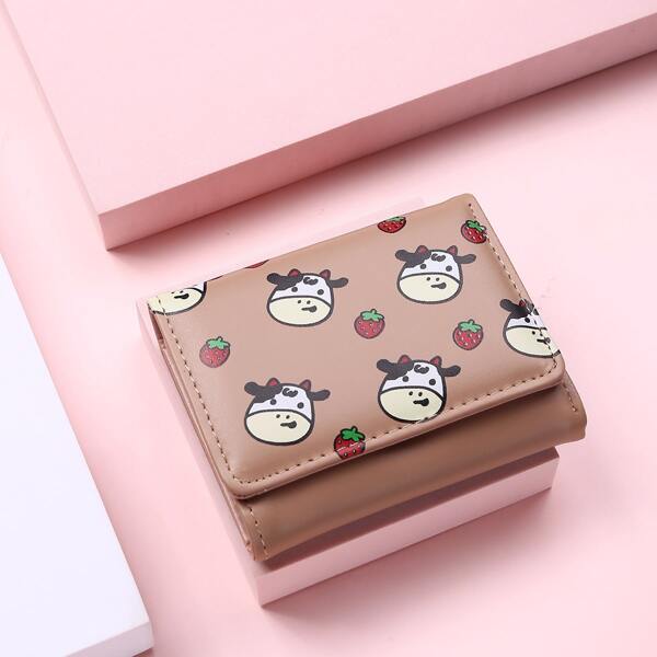 Cartoon Graphic Small Wallet, Brown