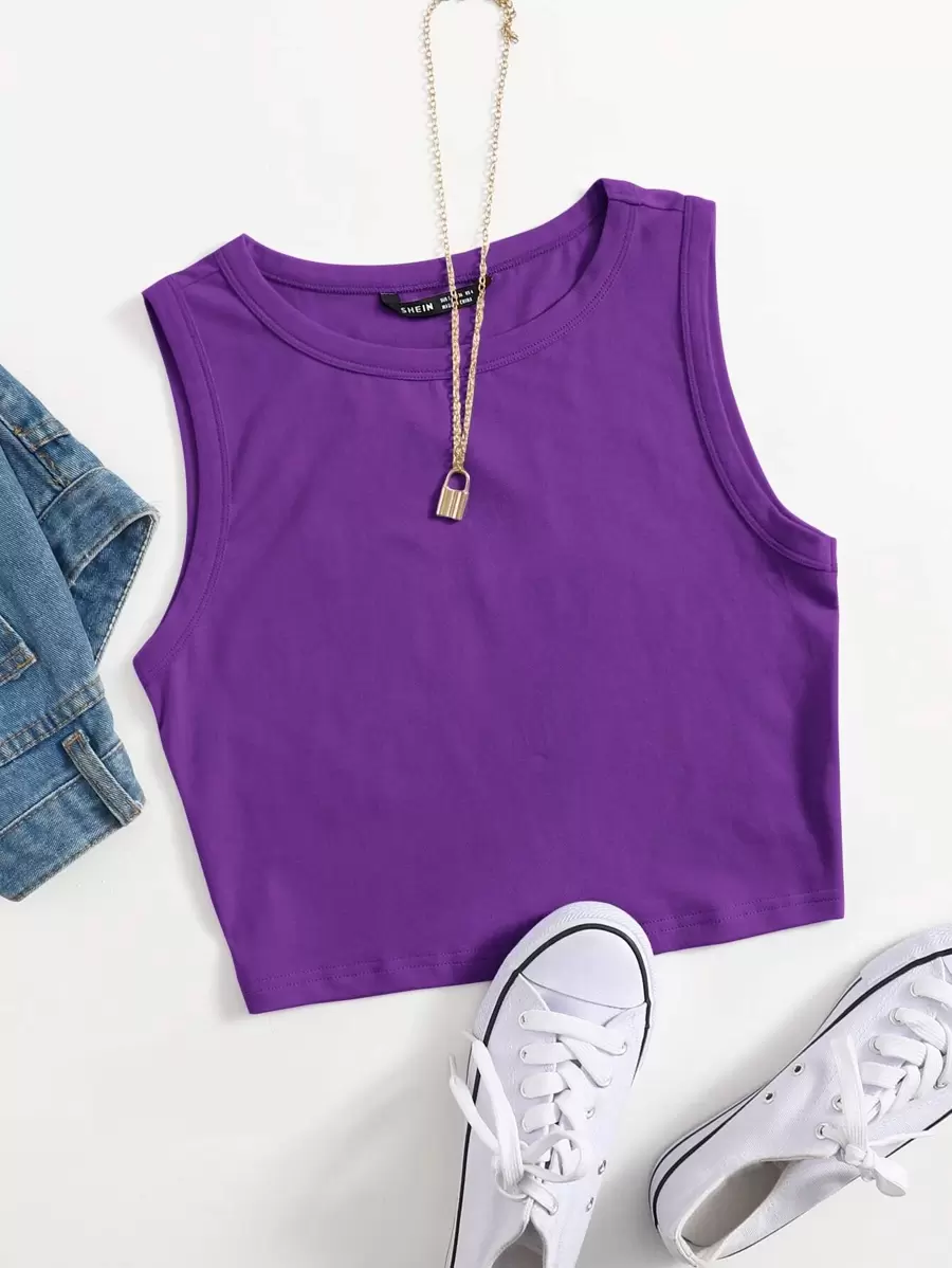 SHEIN EZwear Solid Crop Tank Top