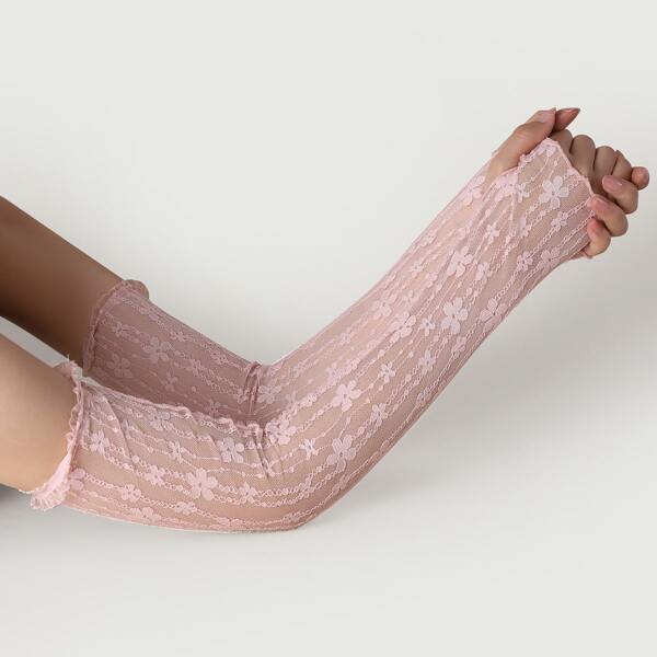 Flower Pattern Arm Sleeves, Pink