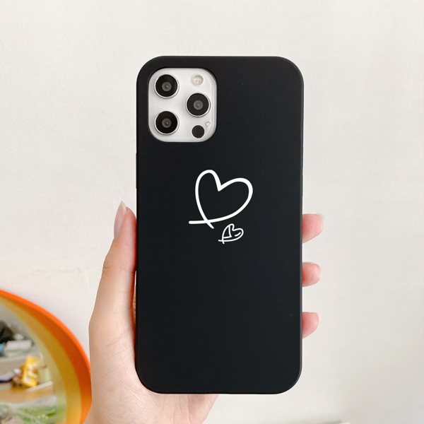 Heart Print Phone Case, Black