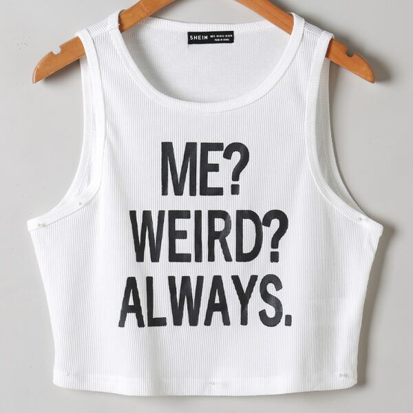 Slogan Graphic Tank Top, White