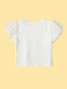 SHEIN Toddler Girls Sheep & Slogan Graphic Tee