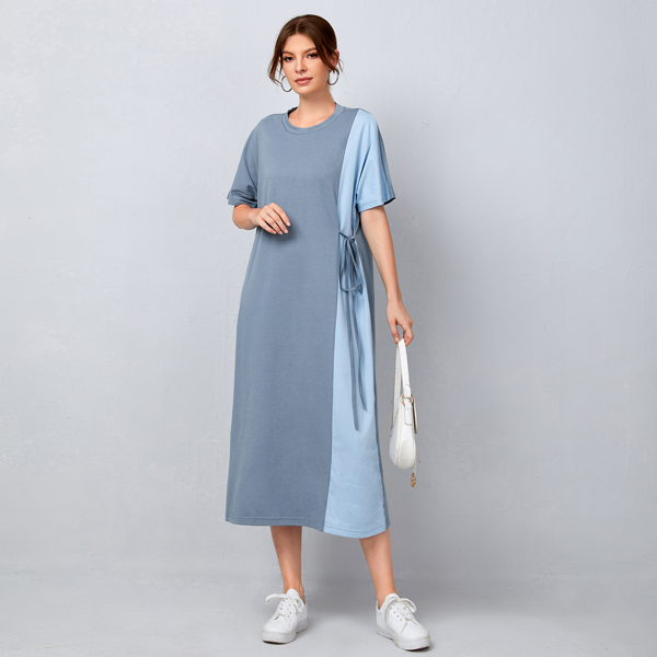 Knot Detail Tee Dress, Dusty blue