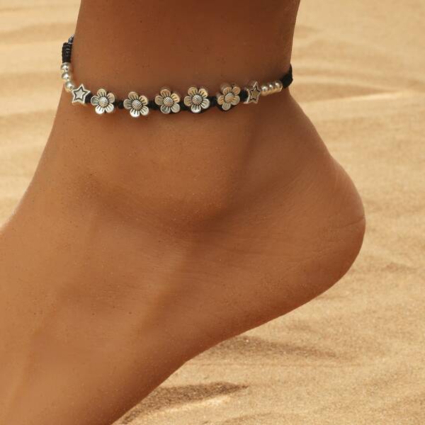 Ножной браслет с цветком и звездой, Многоцветный
Ножной браслет с цветком и звездой, Многоцветный
