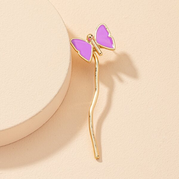 1pc Butterfly Decor Earring, Gold