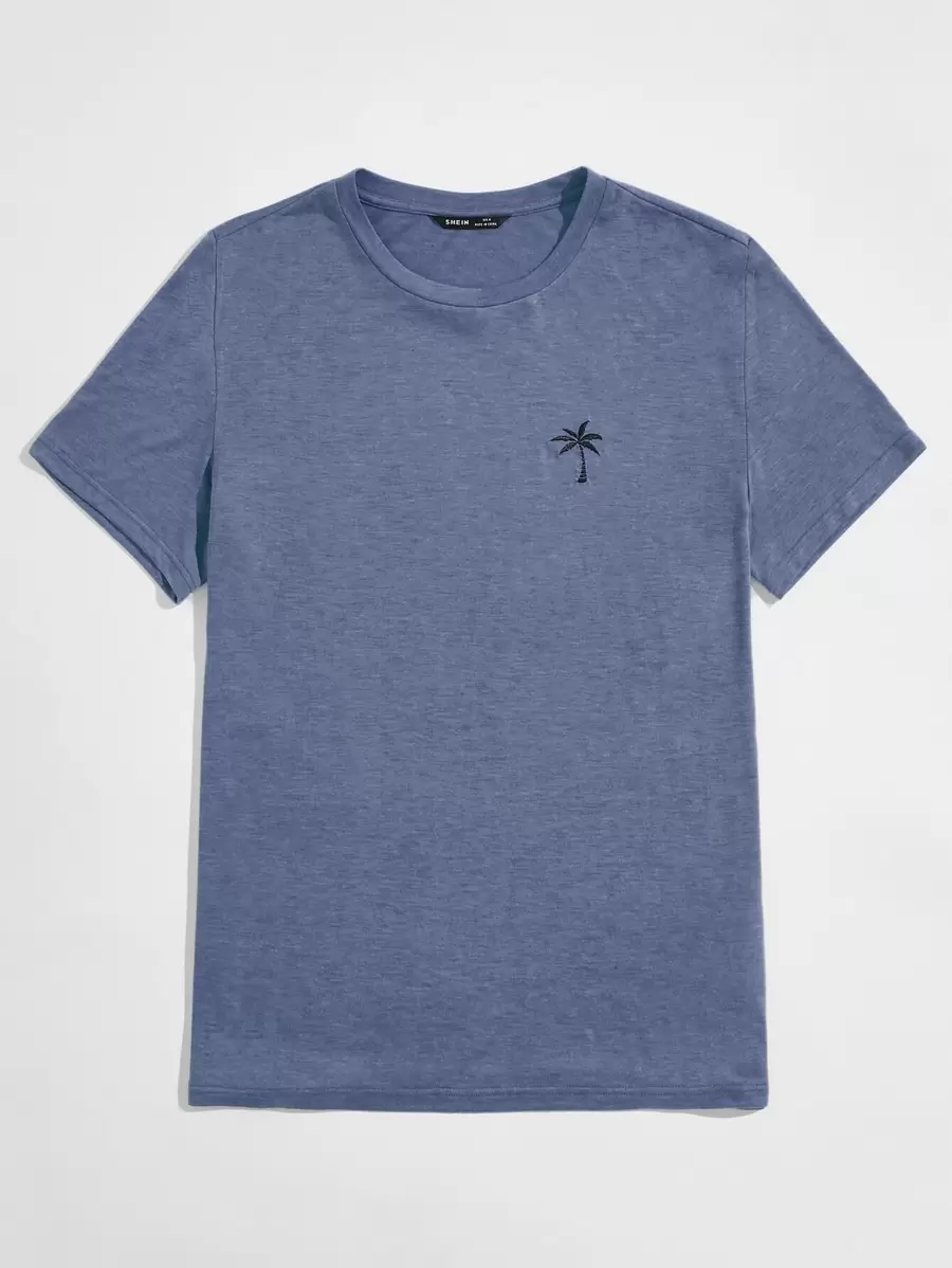 Manfinity VCAY T-shirt estiva da uomo con ricamo di albero di cocco