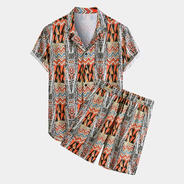 Карман Принт Отпуск Мужской Комплект из двух предметов, Многоцветный
Карман Принт Отпуск Мужской Комплект из двух предметов, Многоцветный