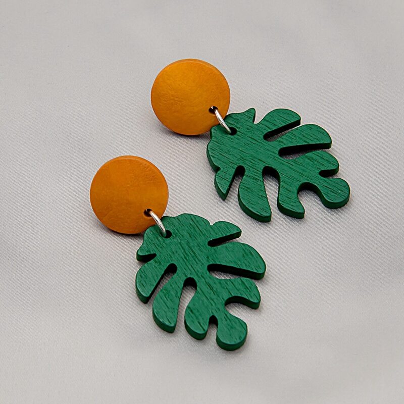 Leaf Drop Earrings, Green 
Leaf Drop Earrings, Green