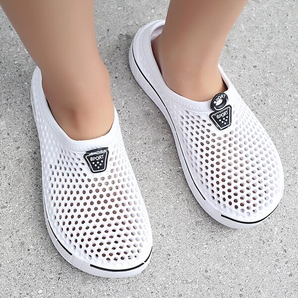 Men Letter Graphic Hollow Out Sandals, White