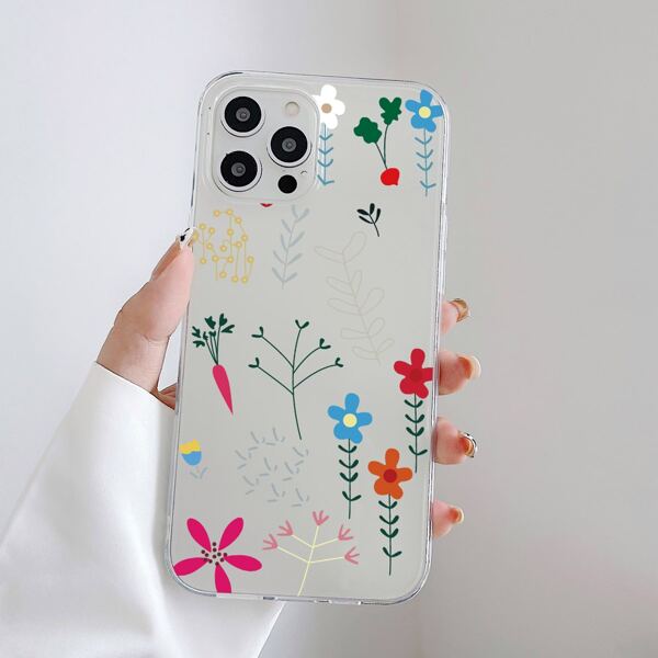 Flower Pattern Phone Case, Clear