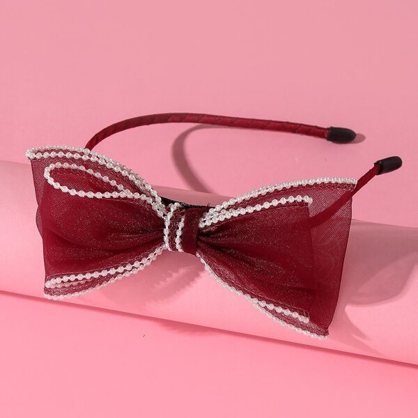 Toddler Girls Bow Decor Hair Hoop, Burgundy