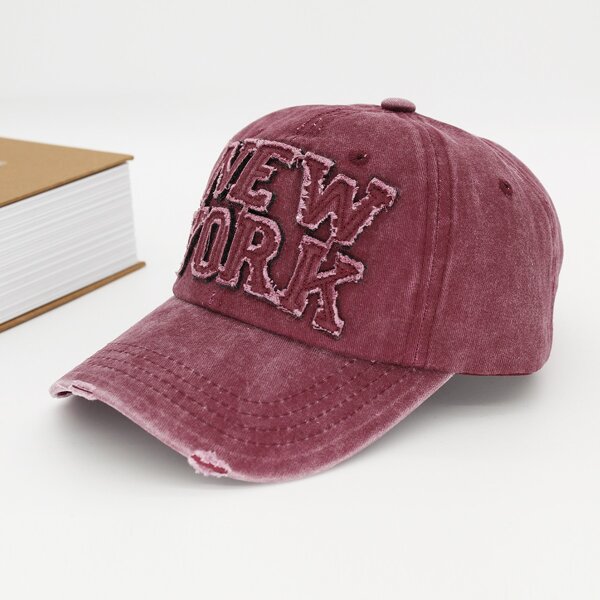 Men Letter Graphic Baseball Cap, Burgundy