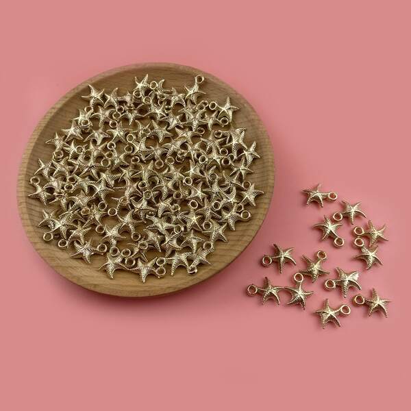 100pcs Starfish DIY Jewelry Accessory, Gold