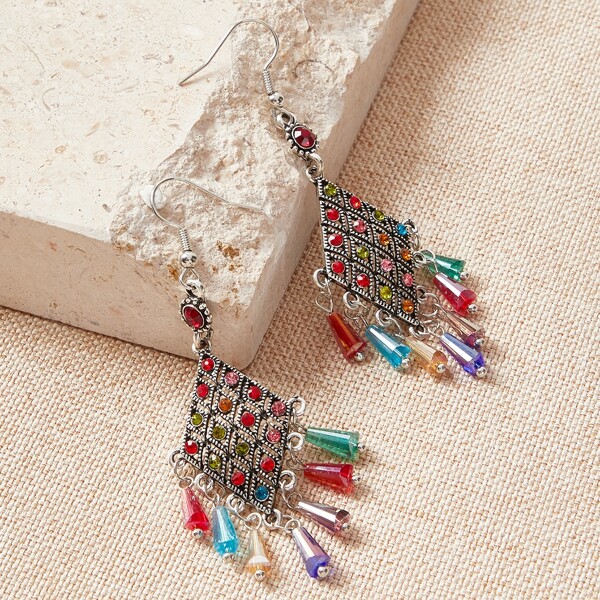 Bead Drop Earrings, Multicolor