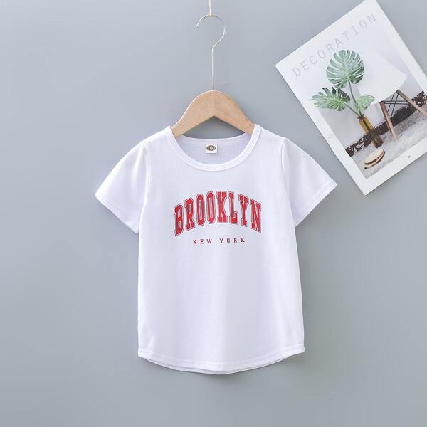 Toddler Boys Letter Graphic Short Sleeve Tee, White
