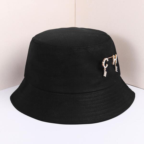 Letter Decor Bucket Hat, Black