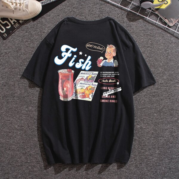 Men Letter & Figure Graphic Tee, Black