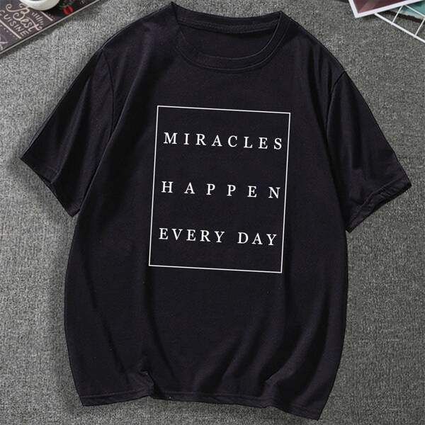 Men Letter Graphic Tee, Black