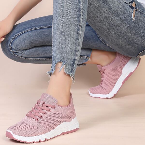 Lace-up Front Running Sneakers, Pink