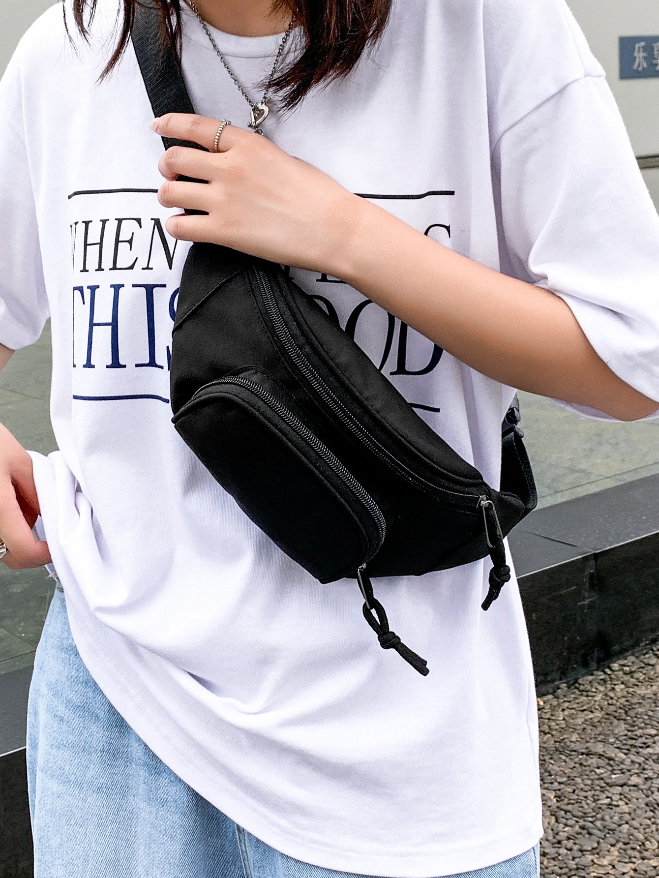 Minimalist Double Zipper Fanny Pack