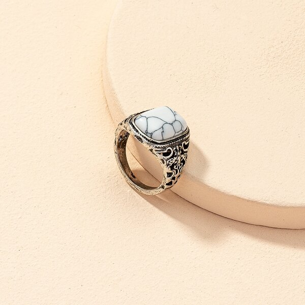 1pc Engraved Ring, White