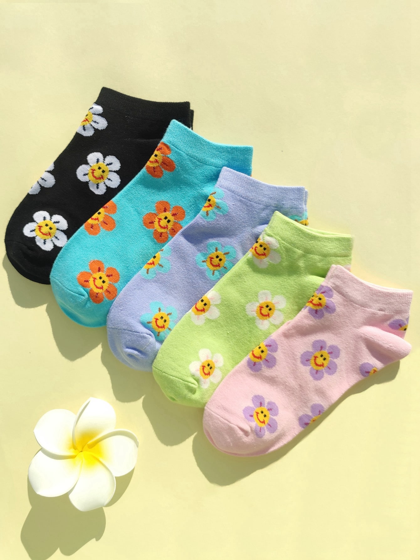 5pairs-flower-print-ankle-socks
