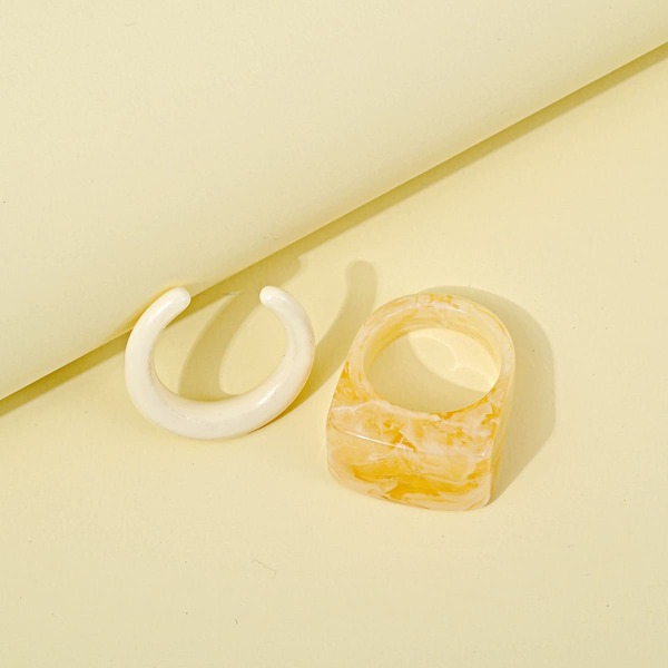 2pcs Resin Ring, Multicolor
