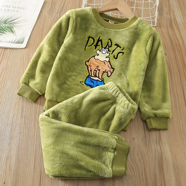 Toddler Girls Letter And Cartoon Embroidery Flannel Sweatshirt & Sweatpants, Olive green
Toddler Girls Letter And Cartoon Embroidery Flannel Sweatshirt & Sweatpants, Olive green