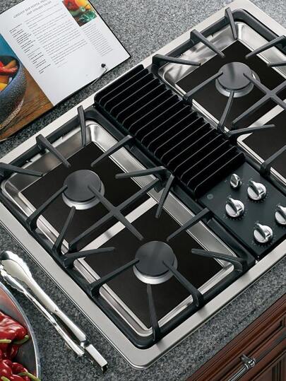 ge profile gas cooktop with downdraft stainless