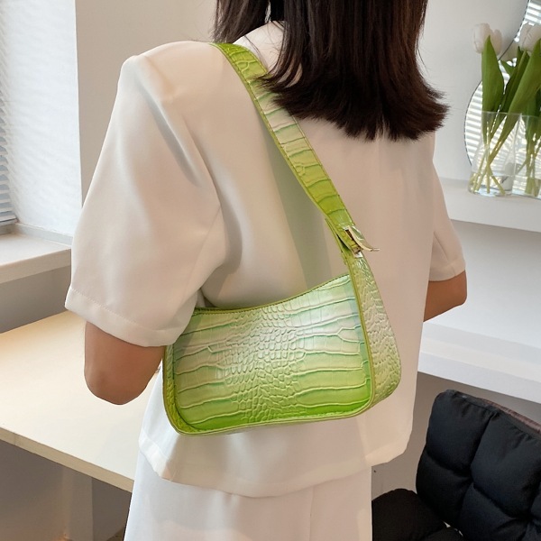 Croc Embossed Ombre Baguette Bag, Green