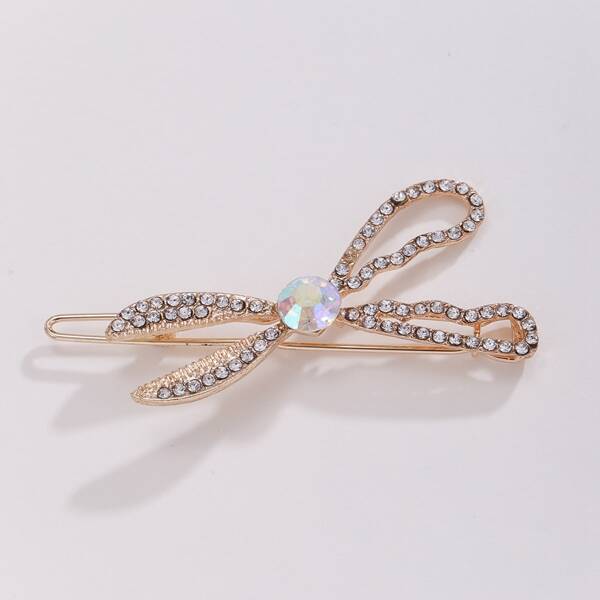 Rhinestone Scissors Decor Hair Clip, Gold