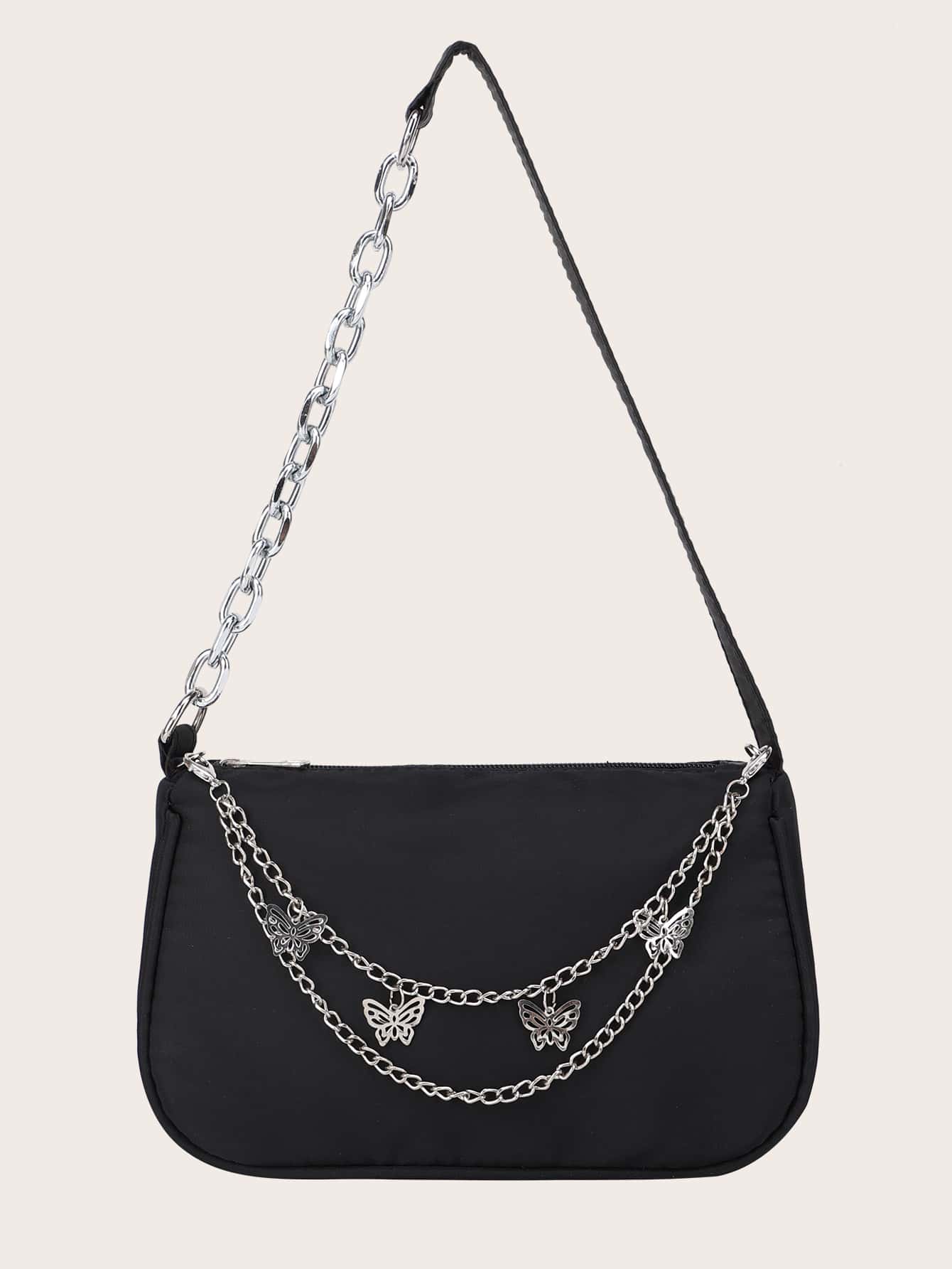 Sac À Main De Designer De Luxe Pour Femmes, Sac Banane Rétro Pour Femmes, Sac À Bandoulière En Nylon, Sac À Main En Métal Pour Chaîne Solide De Couleur Solide À La Mode