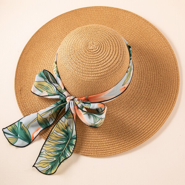 Bow Tie Straw Hat, Khaki