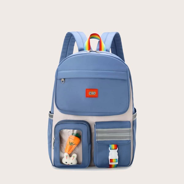 Girls Cartoon Decor Functional Backpack, Blue