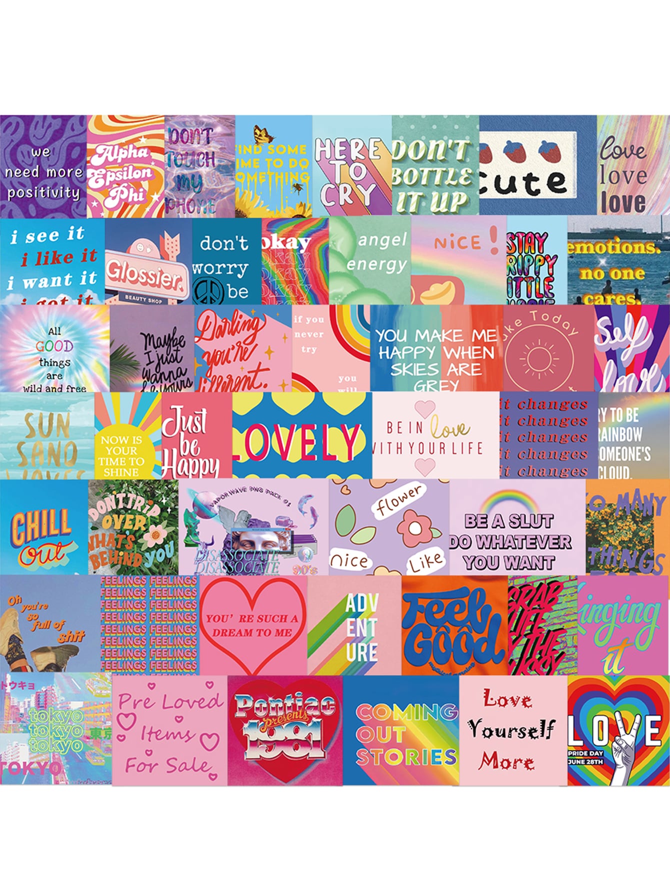 50pcs Slogan Graphic Sticker