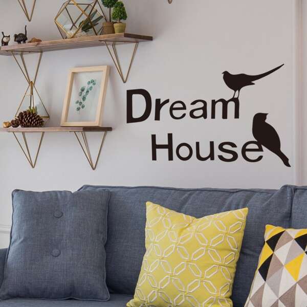 Slogan Graphic Wall Sticker, Black