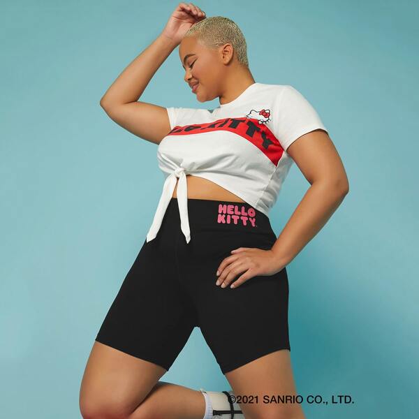 Plus Letter Graphic Biker Shorts, Black
Plus Letter Graphic Biker Shorts, Black