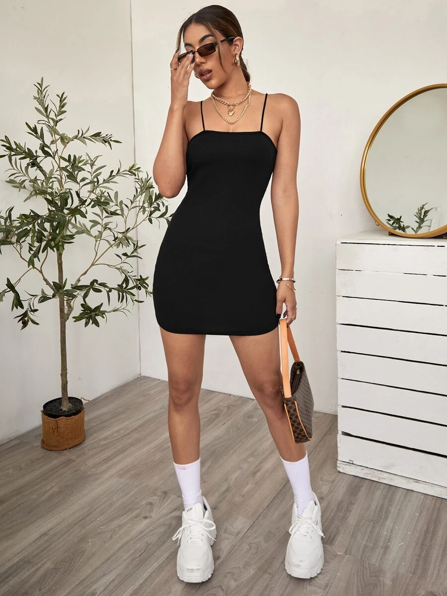 SHEIN EZwear Solid Mini Bodycon Dress
