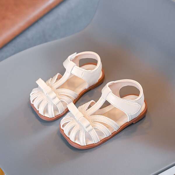 Toddler Girls Bow Decor Gladiator Sandals, Beige