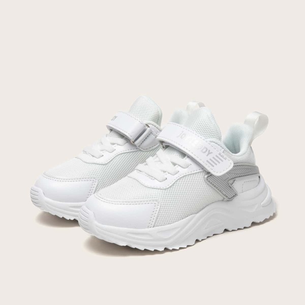 Boys Letter Graphic Velcro Strap Chunky Sneakers, White