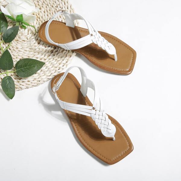 Minimalist Ankle Strap Heeled Slide Sandals, White
