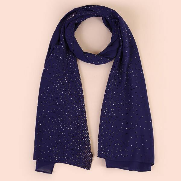 Rhinestone Decor Scarf, Navy blue