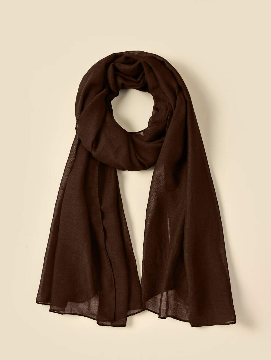 1pc Cotton Solid Color Arabic Shawl Headscarf, Suitable For Mosque Use, Sunblocking Scarf