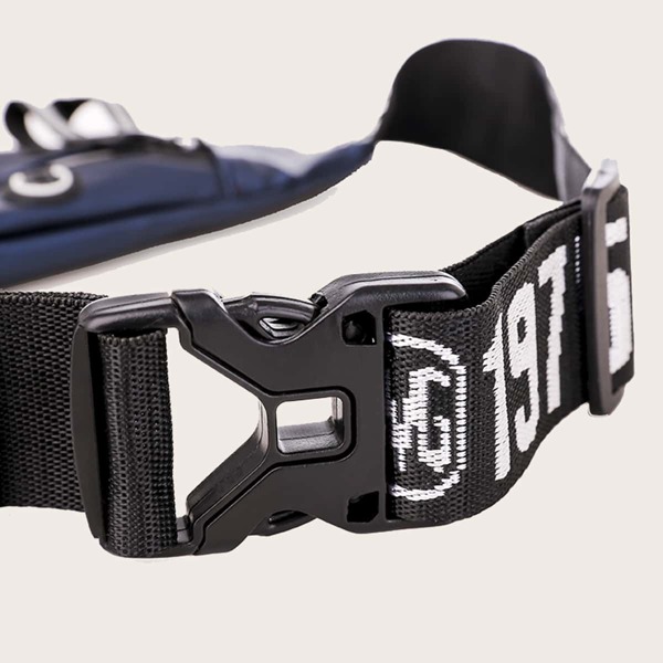 Men Letter Graphic Fanny Pack, Blue