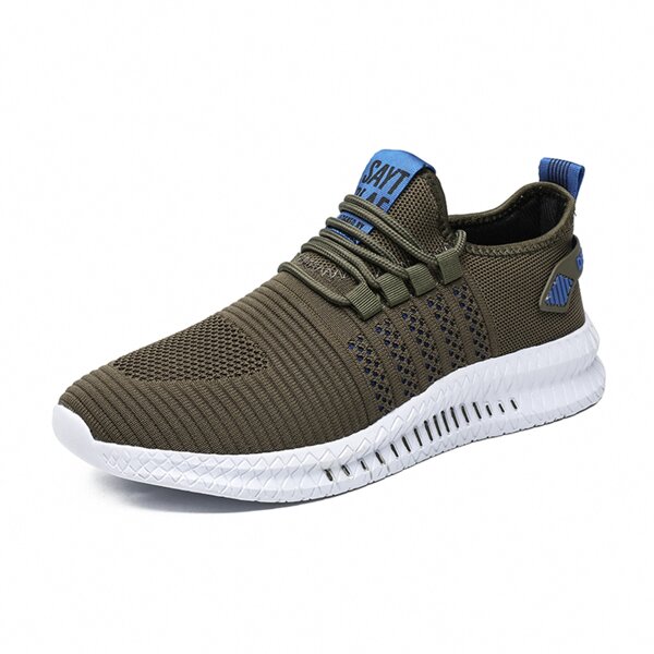 Men Letter Graphic Lace Up Front Sneakers, Army green