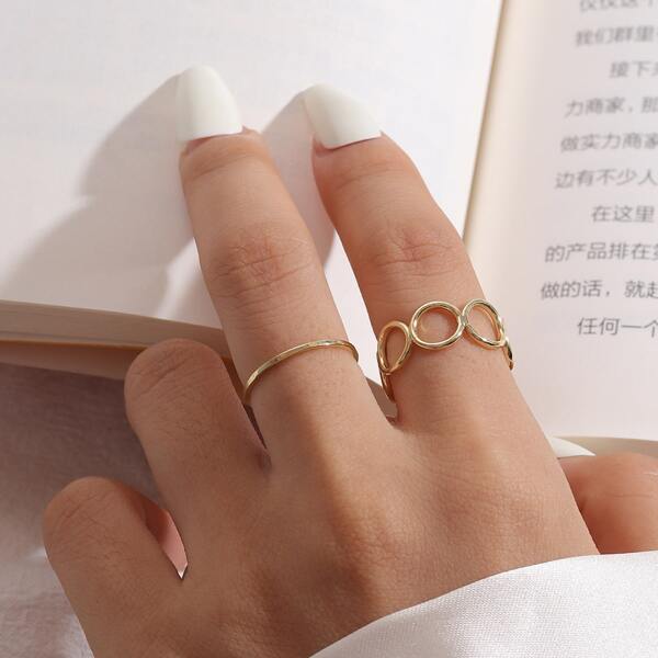 2pcs Minimalist Ring, Gold