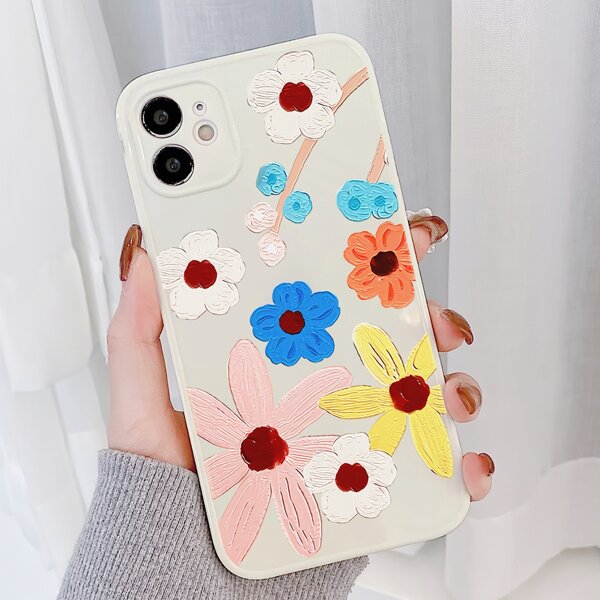 Flower Print Phone Case, White