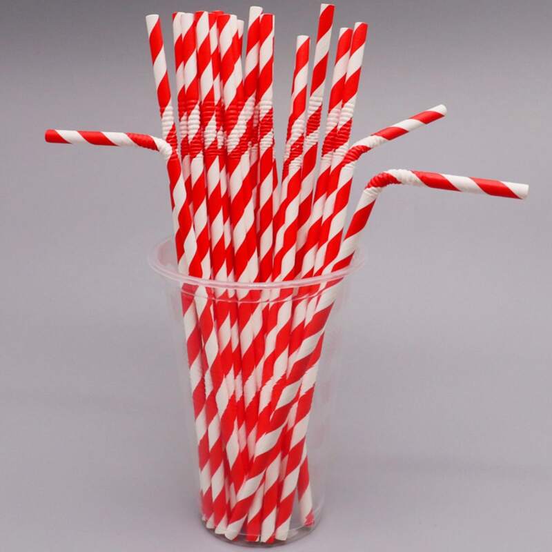 25pcs Spiral Stripe Disposable Straw, Red 
25pcs Spiral Stripe Disposable Straw, Red