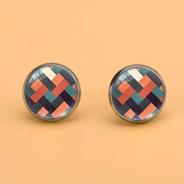 Round Stud Earrings, Multicolor